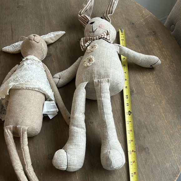Tall Stuffed Bunny Plush Rabbits Shelf Sitting Easter Decor Set of 2 - Picture 9 of 14